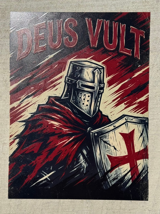 Deus Vult — Vocatio I: The Charge | 3D Relief Metal Print, 16×12